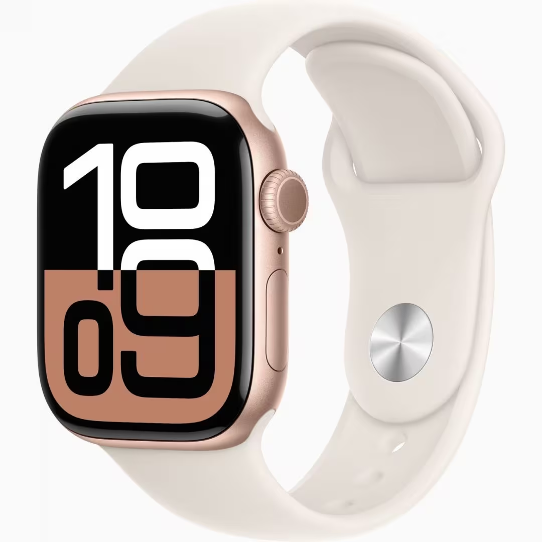 Apple Watch Series 10 42mm Rose Gold Aluminum Case Starlight Sport Band