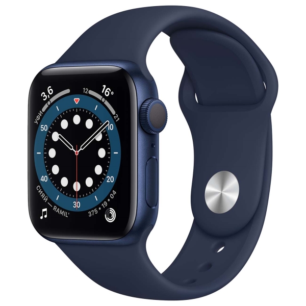 Купить смарт-часы apple watch s6 40mm blue aluminum case with deep navy sport band (mg143ru/a) Apple Watch 6 в официальном магазине Apple, Samsung, Xiaomi. iPixel.ru Купить, заказ, кредит, рассрочка, отзывы,  характеристики, цена,  фотографии, в подарок.