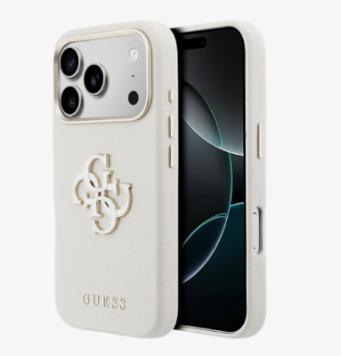 Guess для iPhone 17 Pro Max чехол PU Saffiano Full Wrapped 4G Big Metal logo & Cam Hard Beige   
