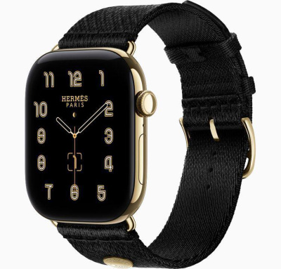Смарт-часы Apple Watch Hermes Series 12 42mm, Gold Titanium с черным ремешком   