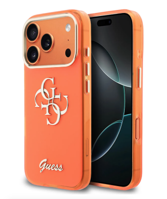 Guess для iPhone 17 Pro чехол IML 4G Big metal and Script logo Metal cam Hard Orange   