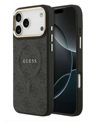 Guess для iPhone 17 Pro чехол Liquid silicone Gold metal logo & Camera Hard Black (MagSafe)   