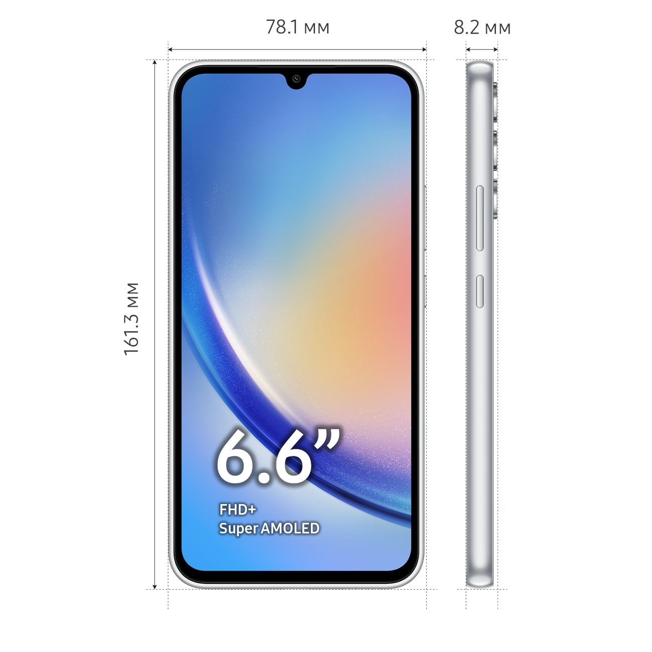 Купить смартфон samsung galaxy a34 6/128gb awesome silver A-Серия в официальном магазине Apple, Samsung, Xiaomi. iPixel.ru Купить, заказ, кредит, рассрочка, отзывы,  характеристики, цена,  фотографии, в подарок.