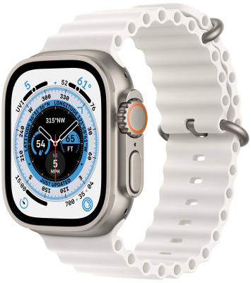 Apple Watch Ultra GPS + Cellular, 49 мм, корпус из титана, ремешок Ocean белого цвета   
