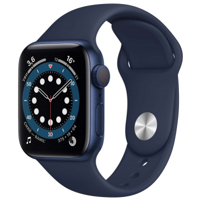 Смарт-часы Apple Watch S6 40mm Blue Aluminum Case with Deep Navy Sport Band (MG143RU/A)    