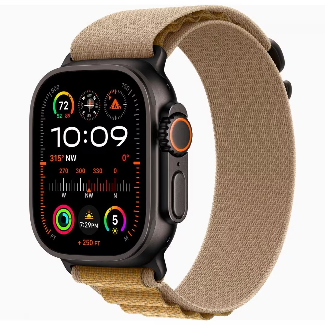 Apple Watch Ultra 2 Black Titanium Case with Tan Alpine Loop