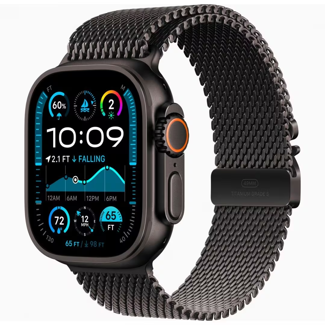 Apple Watch Ultra 2 Black Titanium Case with Black Milanese Loop