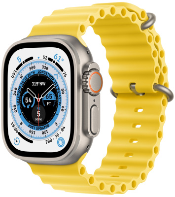 Apple Watch Ultra GPS + Cellular, 49 мм, корпус из титана, ремешок Ocean желтого цвета   